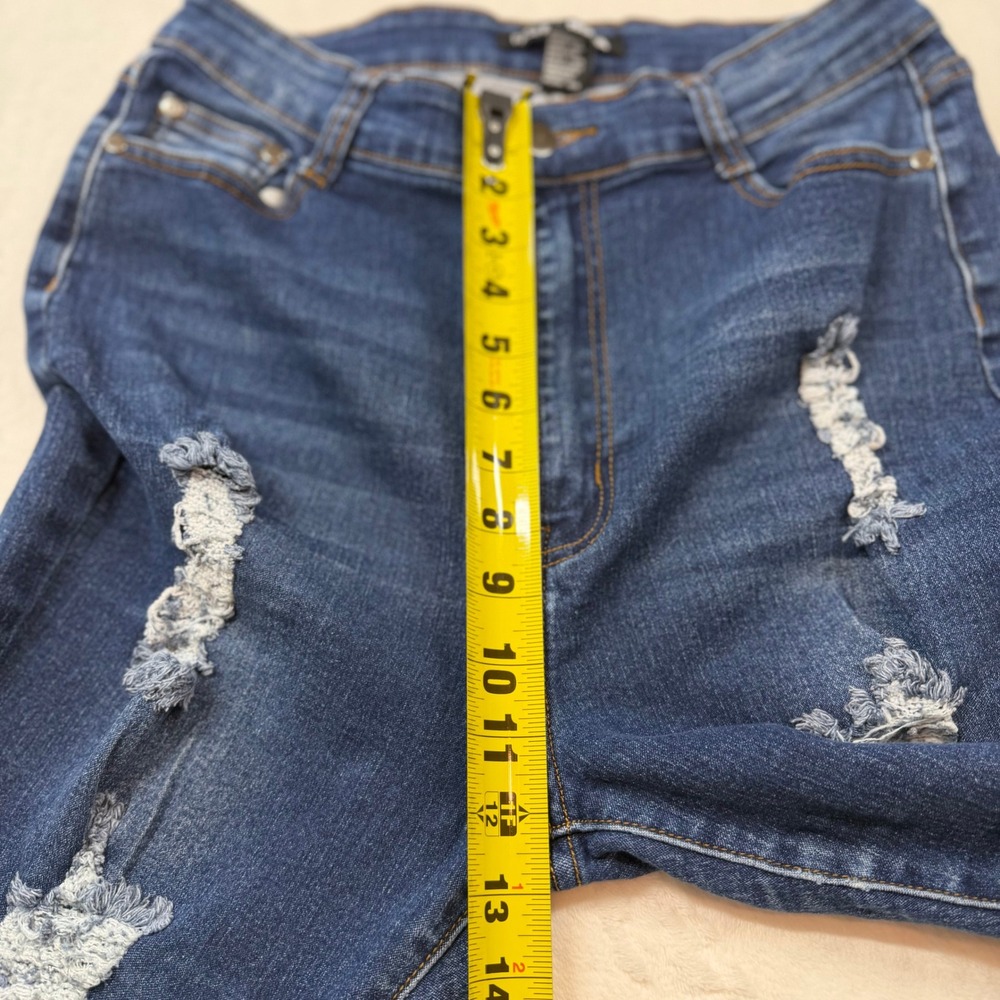 Fashion Nova Distressed Skinny Jeans Womens 15 Blue Good High Waisted Ripped - Picture 11 of 13